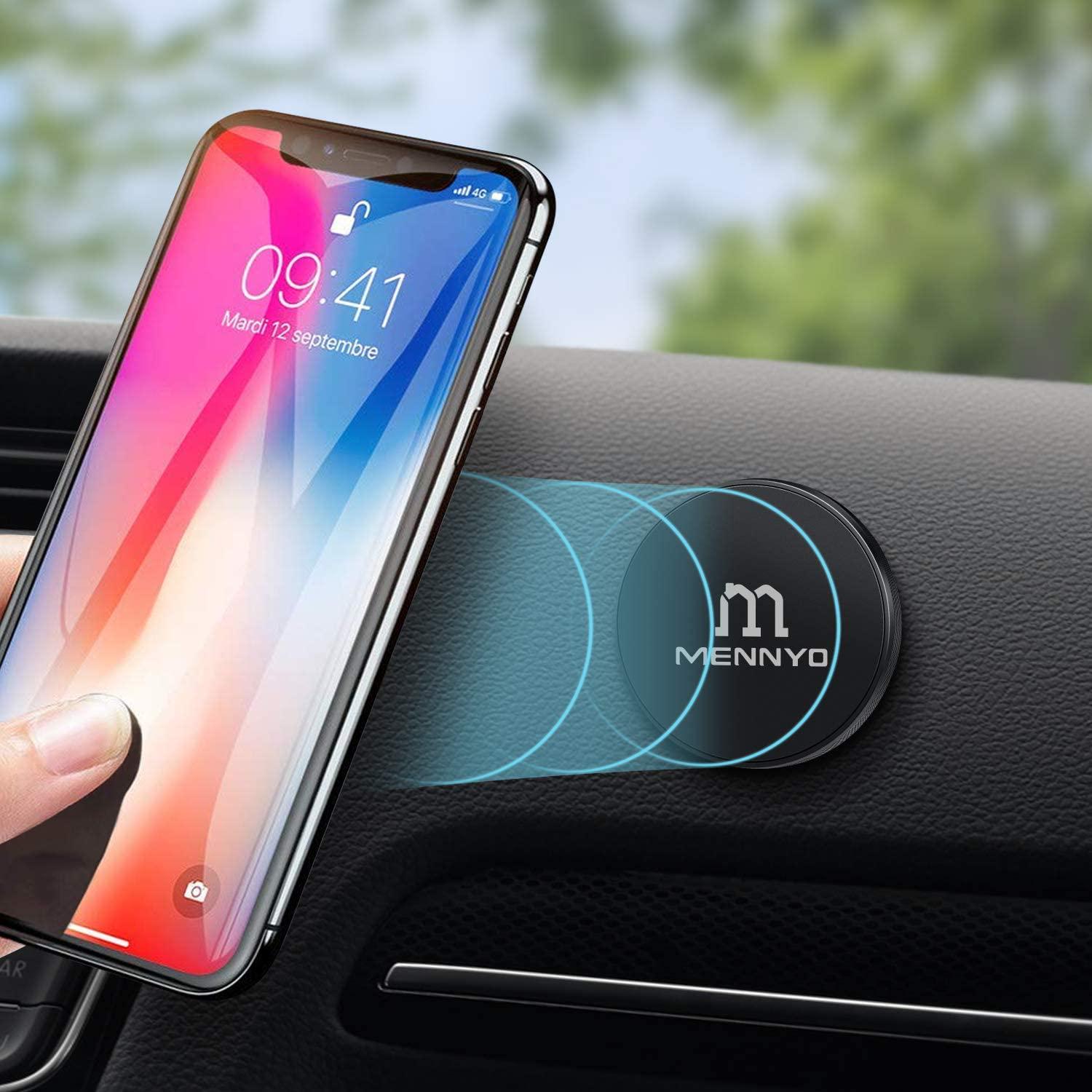 MENNYO, MENNYO Magnetic Phone Holder, 3 Pack Car Magnet Mount with Metal Plate Stick on Dashboard | Wall Magnet Sticker for iPhone 11/X/Xs/Xs Max/8 Samsung Galaxy S10/S9/S8/Note Huawei and Other Mobile Phones