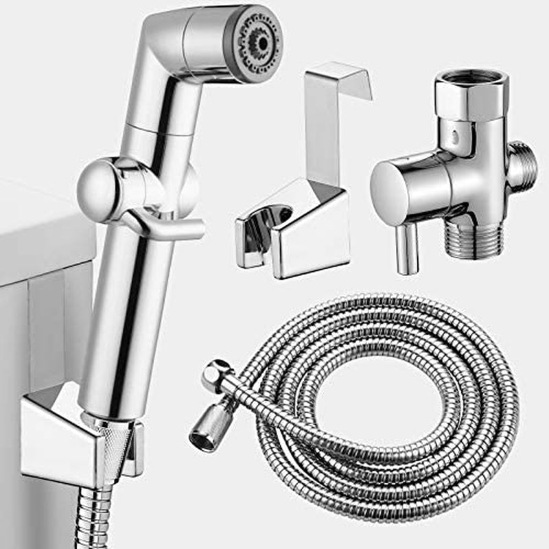 MIAOHUI, MIAOHUI Handheld Bidet Sprayer for Toilet, Muslim Shower, Cloth Diaper Sprayer for Toilet, Toilet Sprayer Attachment, Health Faucet, Bum Gun with Hose and Holder, Wall or Toilet Mount (Chrome)