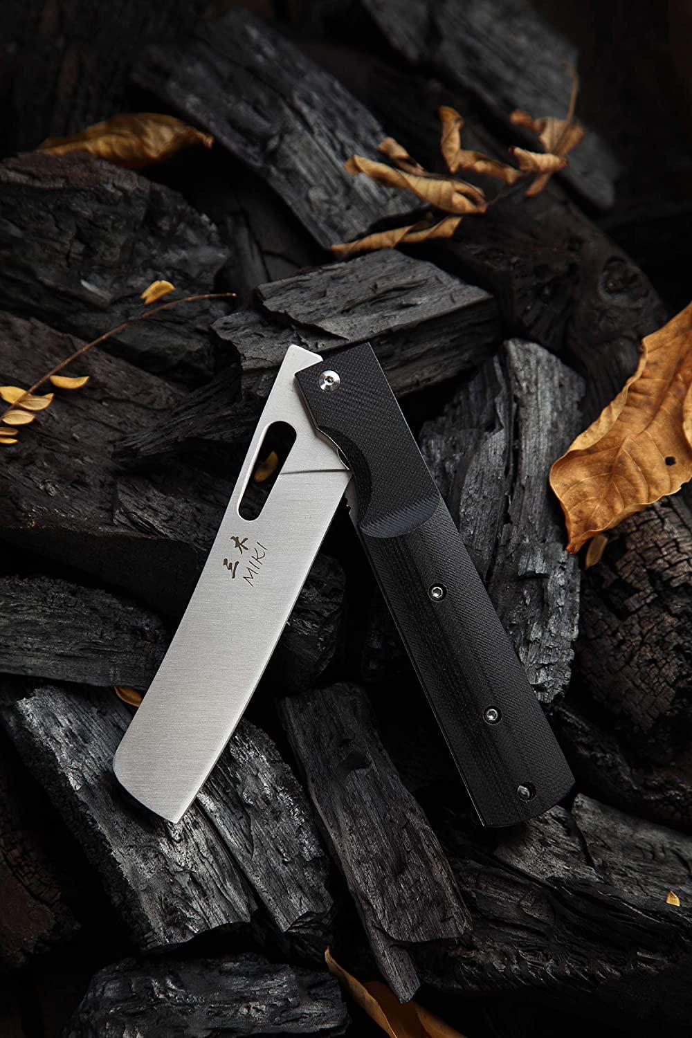 Miki, MIKI Sharp 440A Stainless Steel Blade Japanese Pocket Folding Kitchen Chef Knife Petty Knife Fruit Knife for Outdoor Camping Hunting Cooking