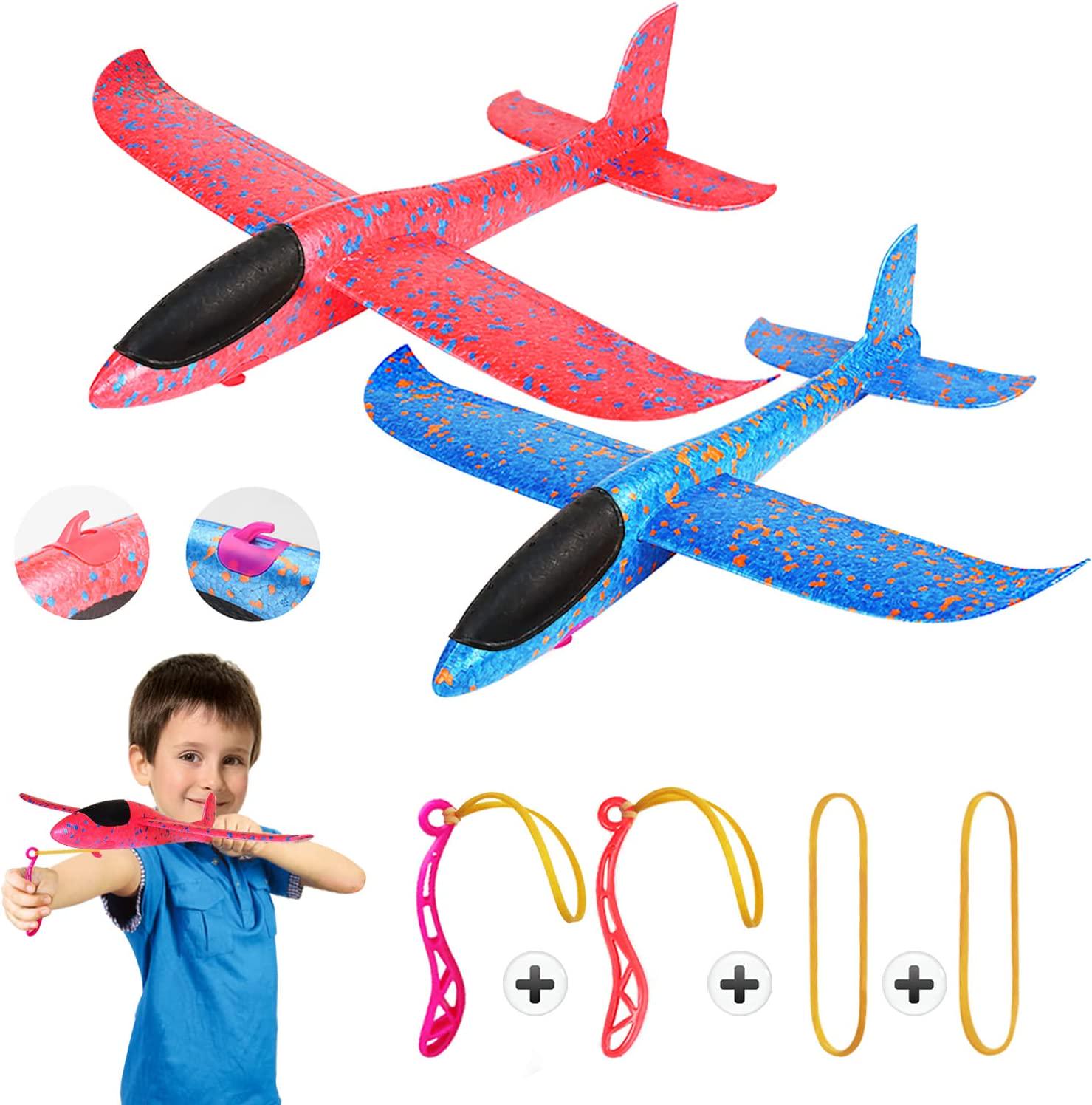 MIMIDOU, MIMIDOU New Aerobatic Slingshot Plane 2 Flight Mode 2 Pack Glider Airplane Throwing Foam Aircraft Outdoor Sports Flying Toy for Kids as Gift,by