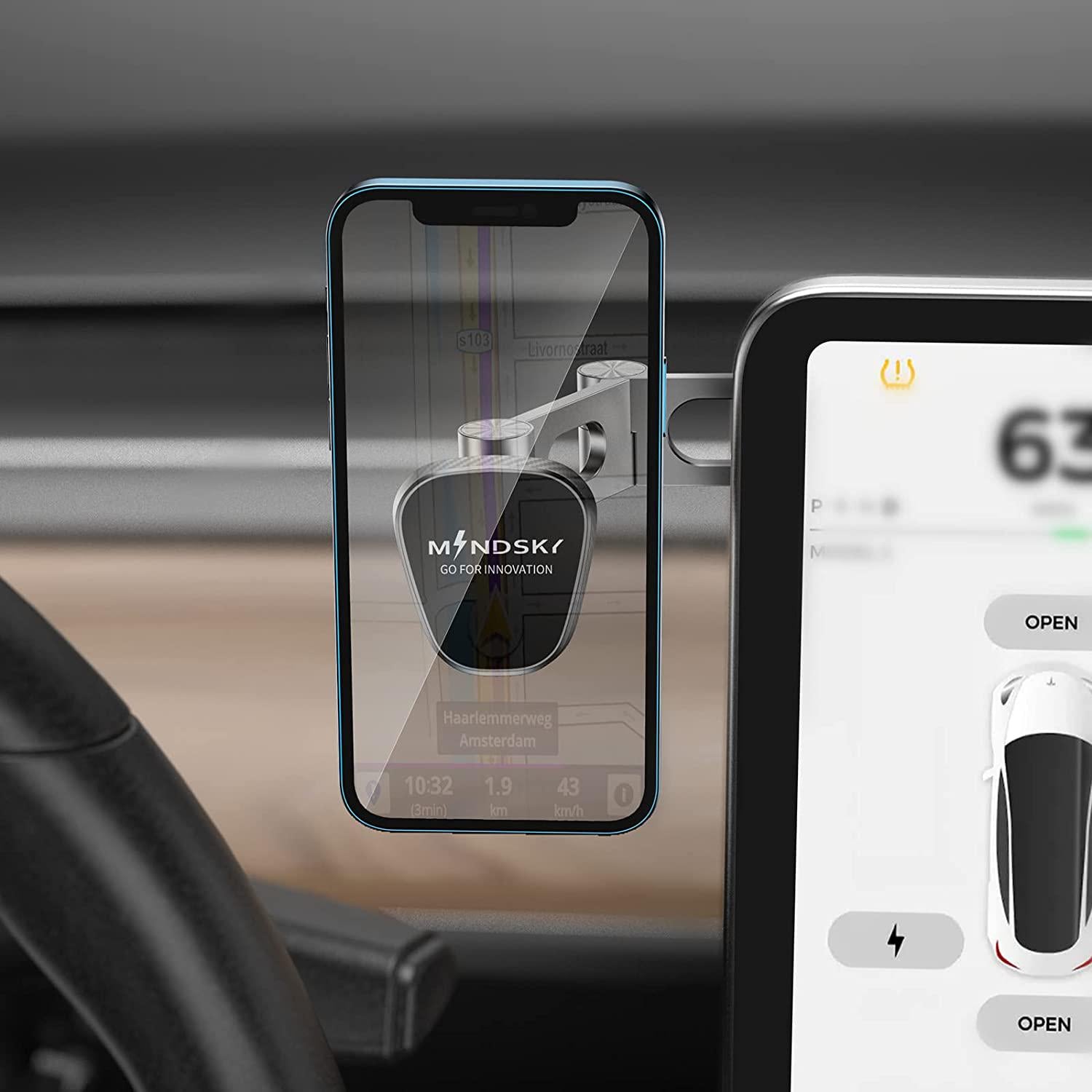 Mindsky, MINDSKY Magnetic Phone Mount for Tesla 3 / Y / S / X Accessories Cellphone Holder for Car Screen / Dashboard