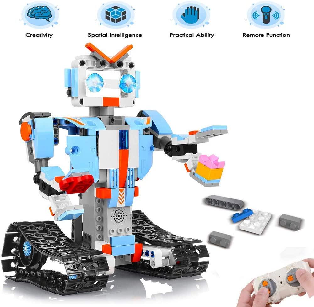 M&Ostyle, M&Ostyle Robot Science Kits STEM Remote Control Building Blocks Robot for Kids Remote Control Engineering Science Educational Building Toys Kits for Boys and Girls Electric RC Robot DIY T(Blue/351PCS)