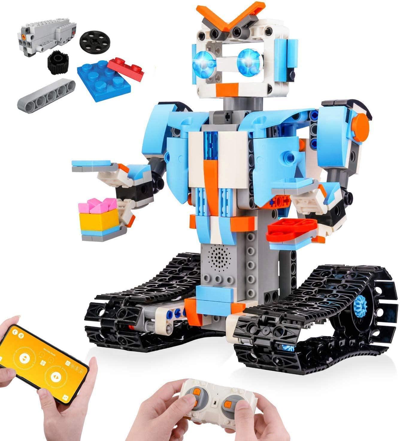 M&Ostyle, M&Ostyle Robot Science Kits STEM Remote Control Building Blocks Robot for Kids Remote Control Engineering Science Educational Building Toys Kits for Boys and Girls Electric RC Robot DIY T(Blue/351PCS)
