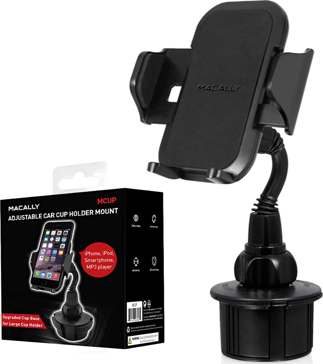 Macally, Macally Adjustable Car Cup Holder Mount for iPhone, Samsung, Smartphones, iPod, MP3, GPS, etc. (MCUP)