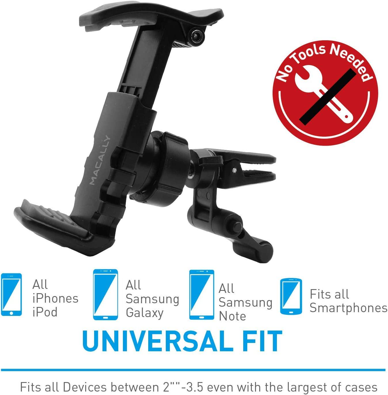 Macally, Macally Universal Car Air Vent Phone Holder Mount for iPhone Xs XS Max X 8 8 Plus 7 7 Plus SE 6s 6 Plus 6 5s 5 4s 4 Samsung Galaxy S10 S9 S8 S7 LG Nexus Sony Nokia etc.