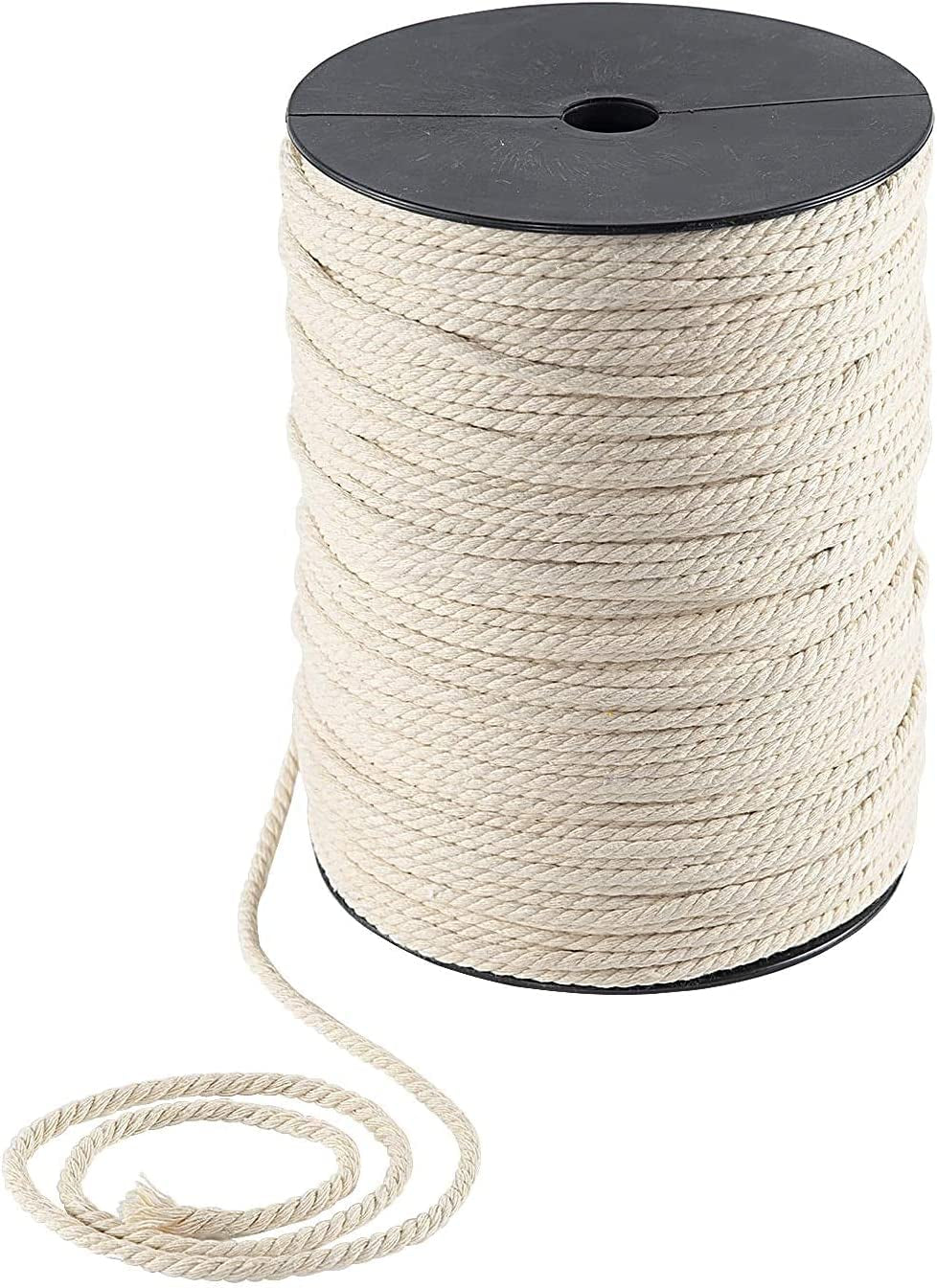 CNZON, Macrame Cord 4Mm Thick Cotton Twine 656 Feet, Natural Cotton Macrame Rope Cotton Cord for Wall Hanging, Plant Hangers, Crafts, Knitting,Home Decoration