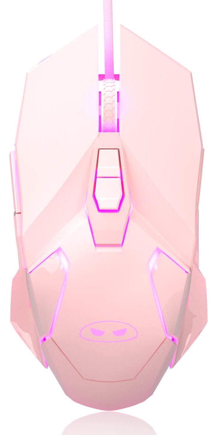 MageGee, MageGee G10 Gaming Mouse Wired, 7 Colors Breathing LED Backlit Gaming Mouse, 6 Adjustable DPI (up to 3200 DPI), Ergonomic Optical Computer Mouse with 7 Buttons for Windows PC Gamers, Pink