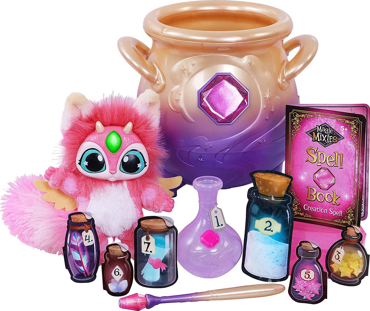 Magic Mixies, Magic Mixies - Magical Misting Cauldron with Interactive 20cm Pink Plush Toy 14651
