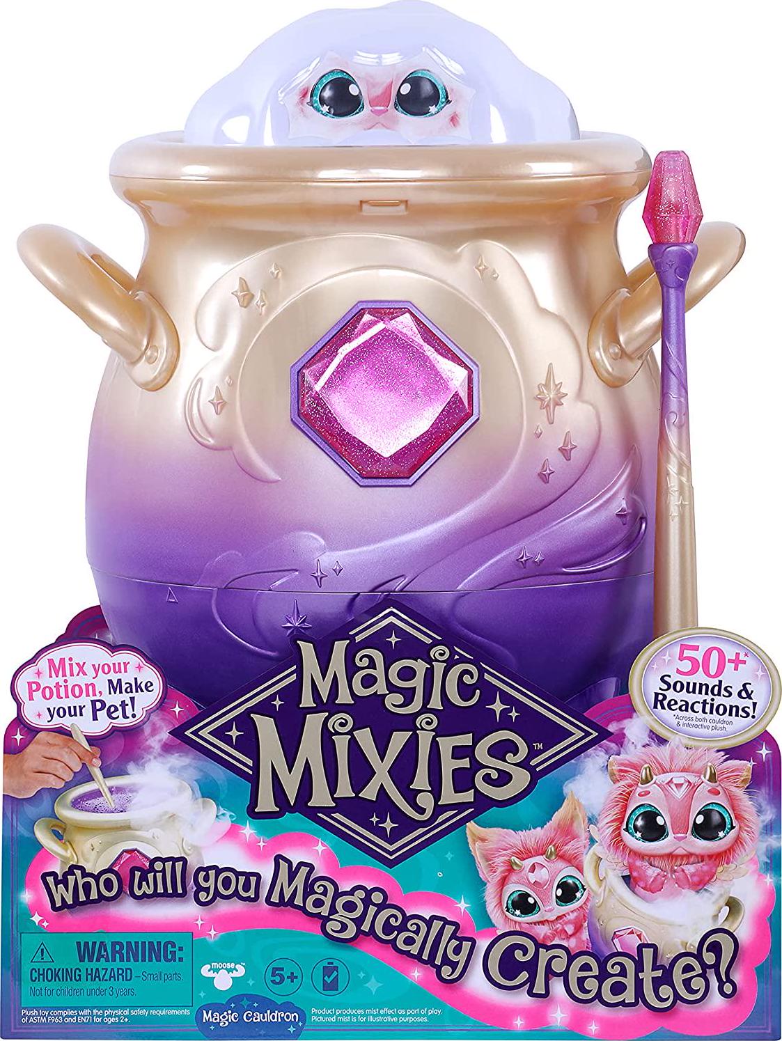 Magic Mixies, Magic Mixies - Magical Misting Cauldron with Interactive 20cm Pink Plush Toy 14651