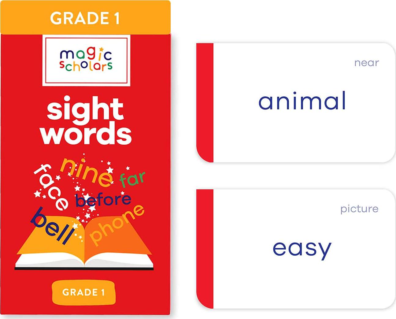 Magic Scholars, Magic Scholars Sight Words Flash Cards Pack (100+ Preschool, Kindergarten, 1st, 2nd and 3rd Grade Sight Words) Dolch Fry High Frequency Site Cards (Grade 1)