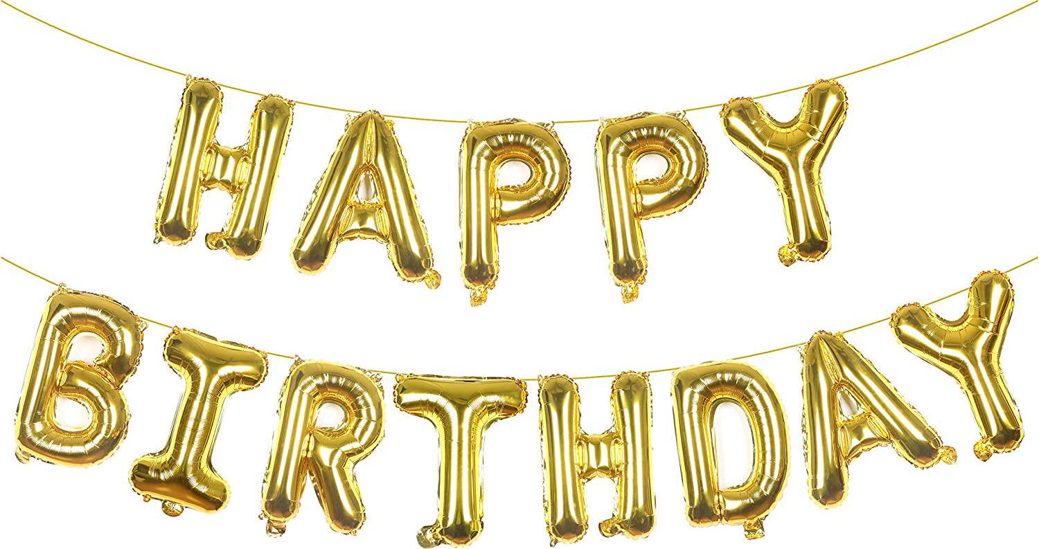 Magic Season, Magic Season Balloon Banner/Aluminum Foil Letters - 40cm Happy Birthday (Gold)