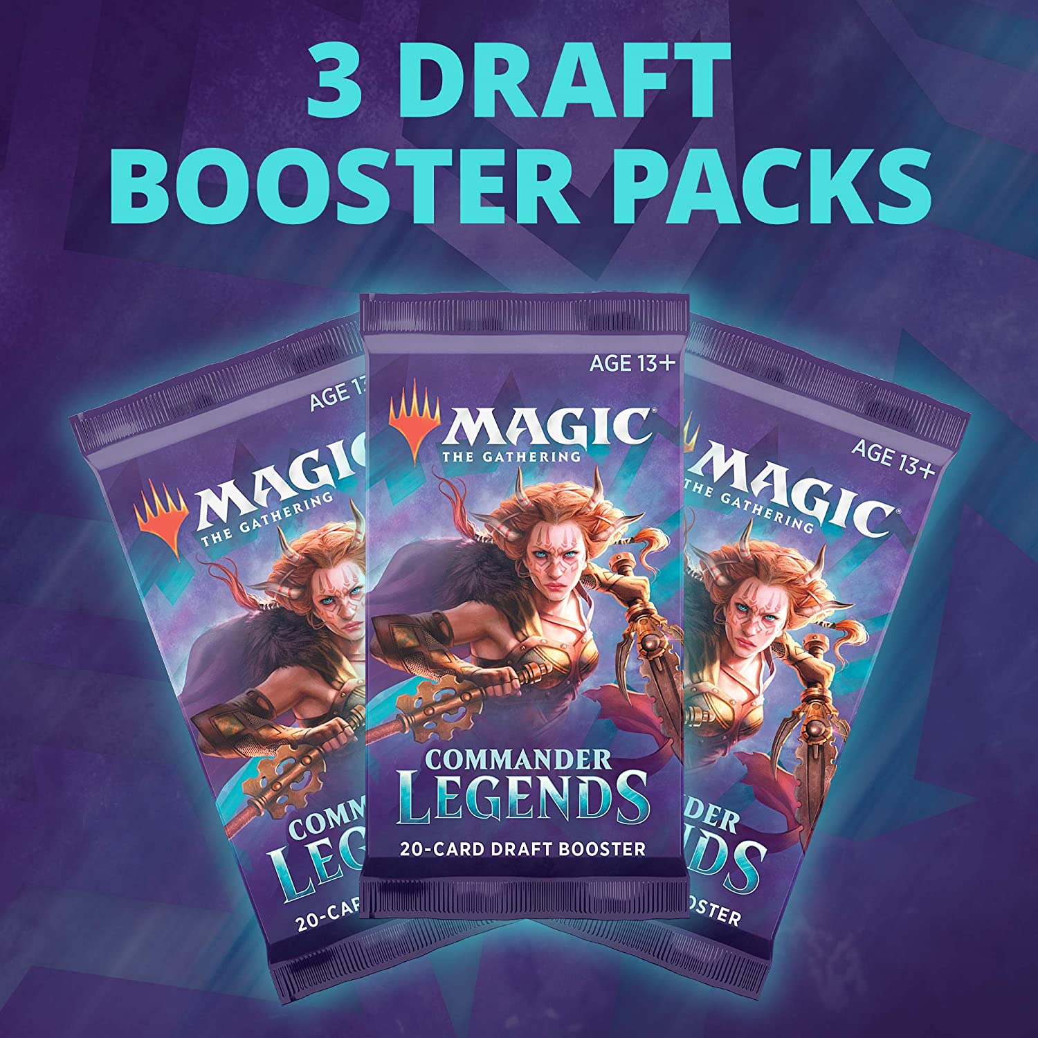 Magic The Gathering, Magic The Gathering Commander Legends 3-Booster Draft Pack 60 Cards 2 Legends Per Pack (C63300000)
