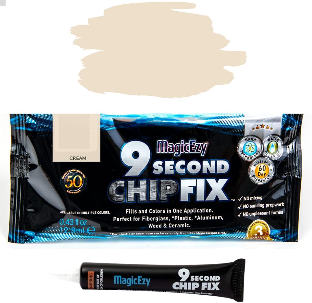 MagicEzy, MagicEzy 9 Second Chip Fix - (Cream) - All-in-One Fibreglass Repair Filler for Boats and Fibreglass Gelcoat - Strong Marine Epoxy Putty - Lifetime Durability