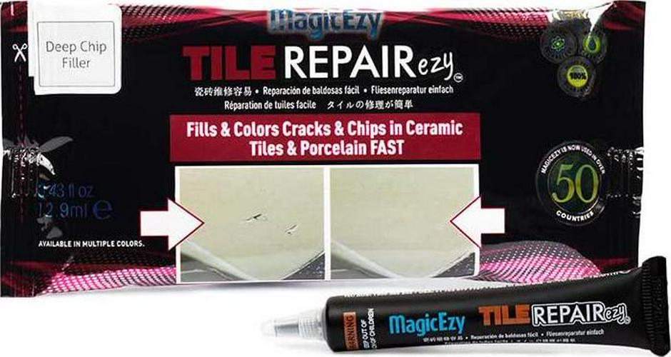 MagicEzy, MagicEzy Tile Repairezy: Deep Chip Filler: Fixes Ultra Deep Cracks, Holes And Damage in Ceramic Tiles - Industrial Grade Adhesion - Porcelain Epoxy Tile Repair Filler - Lifetime Durability Protection