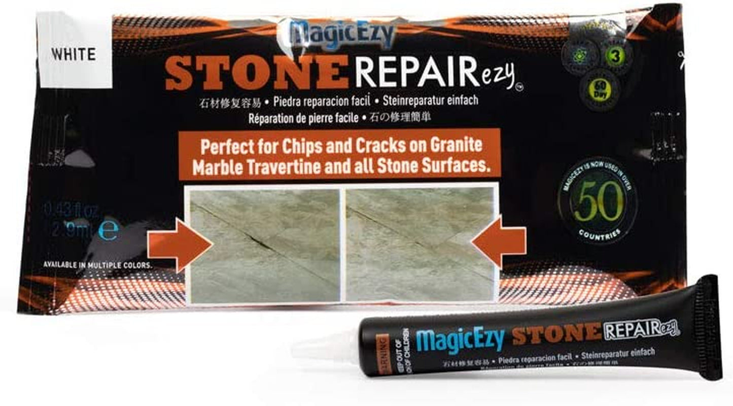 MagicEzy, Magicezy Stone Repairezy - Granite Crack Repair Kit - Coutnertops and Tiles - Fix Marble, Travertine Quartz - Granite Seam Filler (White)