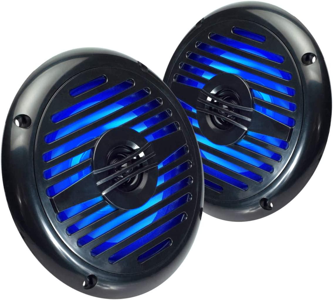 Magnadyne, Magnadyne WR5B-LED 5.25 INCH Water Resistant 2-Way Speaker with Blue LED Lights (Sold AS A Pair)