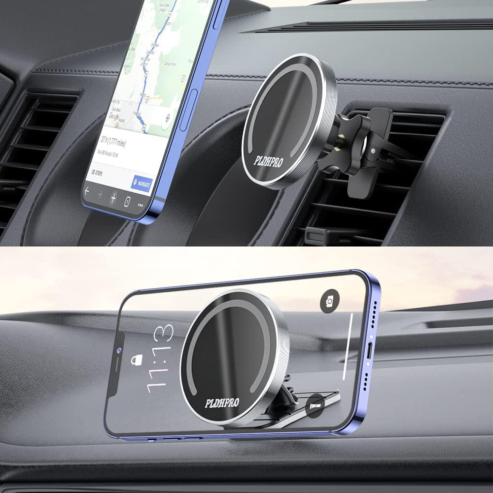 PLDHPRO, Magnetic Car Phone Mount for MagSafe Holder iPhone14/13/12/ Series Mobile Phone Car Windshield Dashboard and Air Vent 360° Adjustable Magnet Car Phone Holder