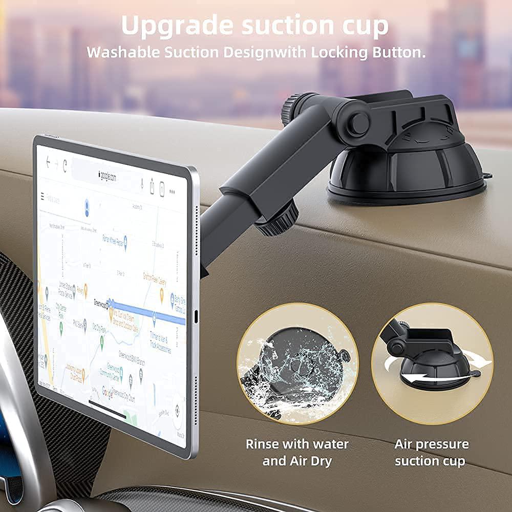 PLDHPRO, Magnetic Car Phone Tablet Holder,Dashboard Dash Windshield Mount 360° Rotating Super Strong Magnet TPU Suction Washable Strong Sticky Gel for iPhone iPad Size 4 - 10 Tablet