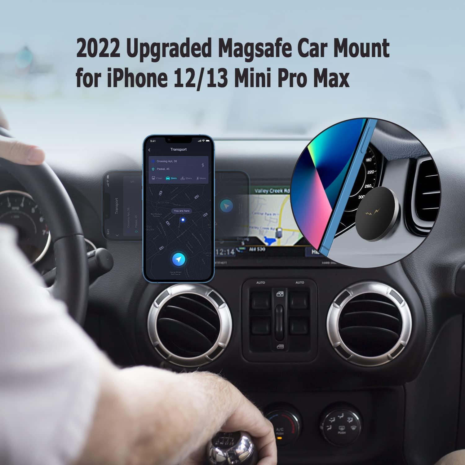 OUTXE, Magnetic Dashboard Car Mount Compatible with Magsafe iPhone 13 12 Mini Pro Max, Strong Cell Phone Wall Holder Automobile Cradles Dash Carmount -Black