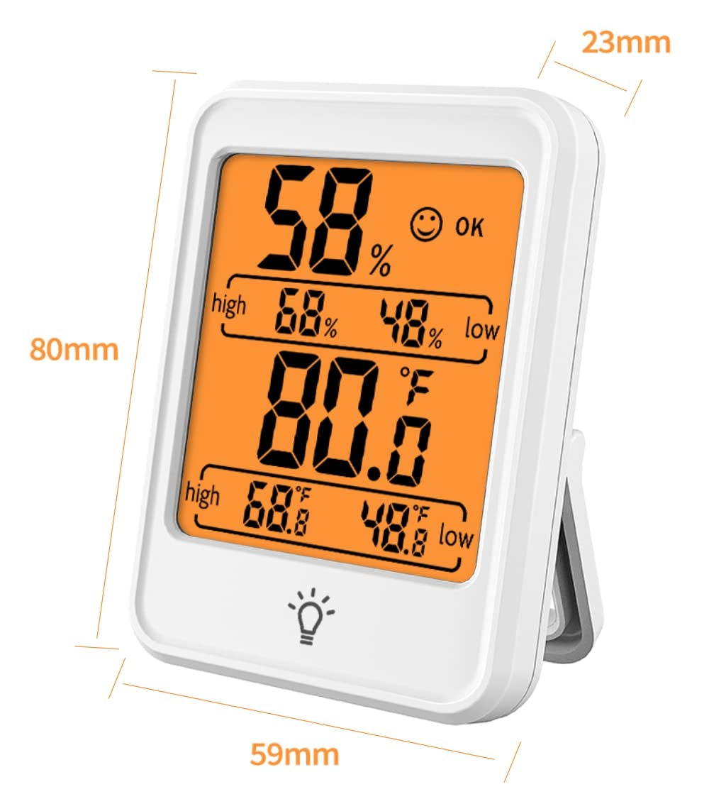 通用, Magnetic Indoor Hygrometer Digital Thermometer MC41, White, Backlight（No Batteries in Pack）
