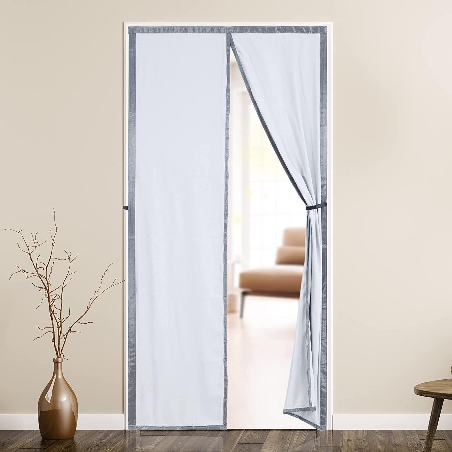 Mpmedo, Magnetic Insulated Door Curtain,Upgraded Thick Thermal Fabric Cover,Self-Closing Privacy Temporary Door Insulation Cover,Keep Draft Out for Air Conditioner Room, Heater Room, Living Room,Back Door