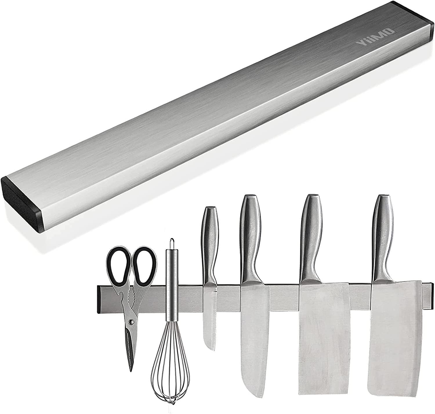 YiiMO, Magnetic Knife Holder Strip, YiiMO Magnet 16 Iron Utensil Stainless Steel UpTo 2kg Kitchen Tool Rack Pull Bar Adhesive Wall Mount