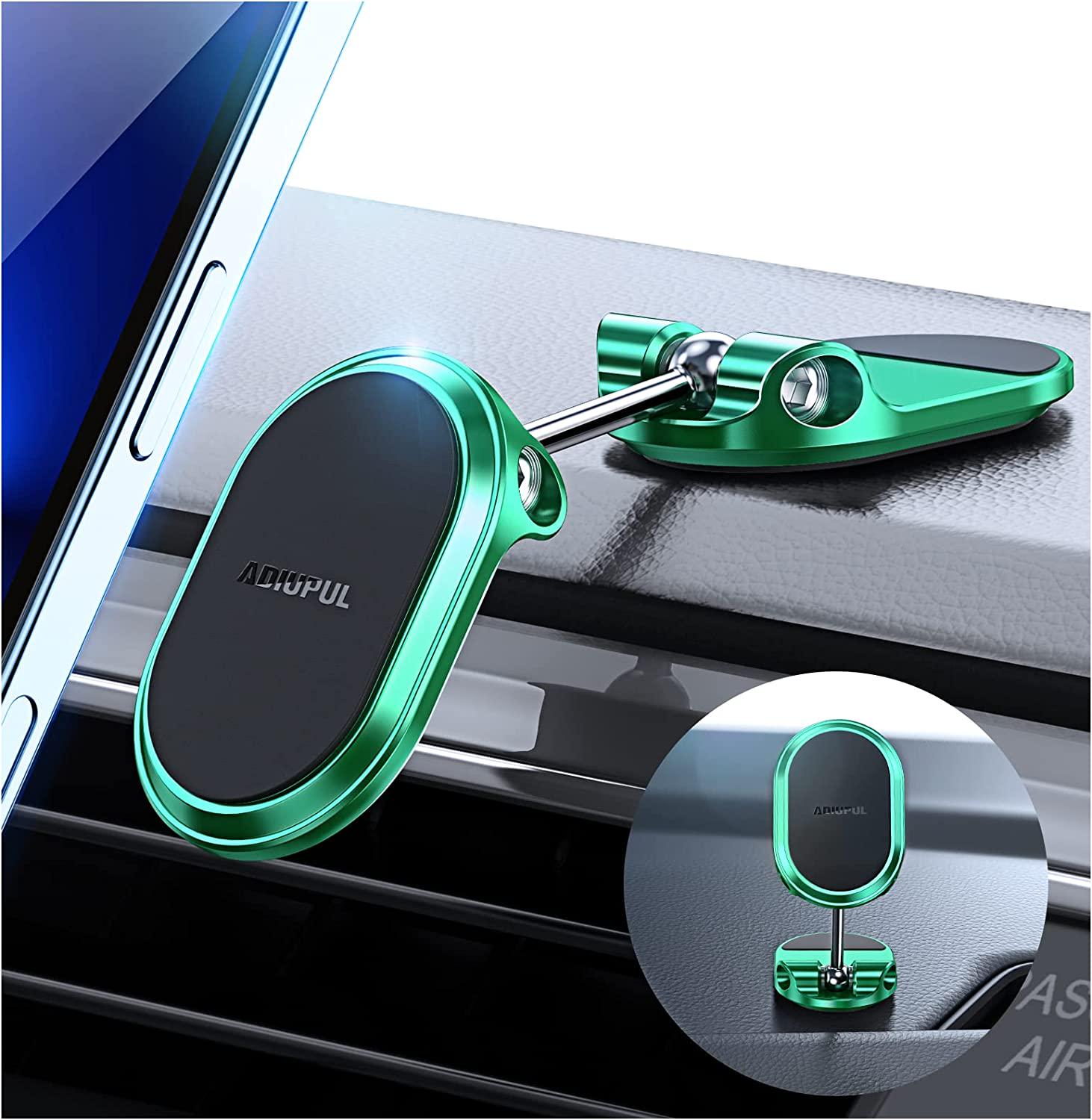 ADIUPUL, Magnetic Phone Holder for Car Metal Multi-Functional 6X Magnets Cell Phone Mount Double 360° Rotation Desk Phone Holder Magnet Car Mount Suitable for Dashboard Screens Compatible with All Phone Green