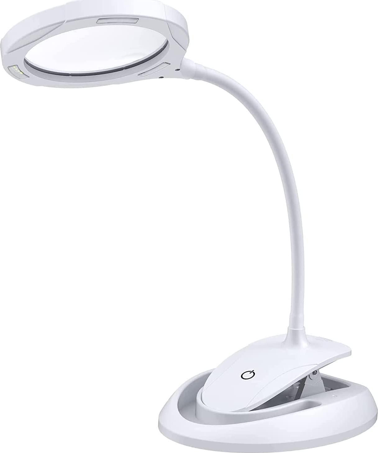 eSynic, Magnifying Lamp,eSynic Daylight LED Magnifying Lamp Rechargeable Magnifying Illuminated Optical Glass Magnifier 5X 10X Lens with 3 Adjustable Light Settings for Reading Sewing Crafts Handcraft