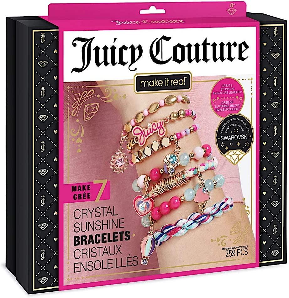 Make It Real, Make It Real - Juicy Couture Crystal Sunshine Bracelets - DIY Charm Bracelet Kit for Teen Girls - Jewellery Making Supplies with Beads and Charms with Swarovski Crystals