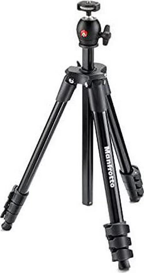 Manfrotto, Manfrotto Compact Light Black Stable Portable Precise Manfrotto Compact Light Aluminium Tripod with Ball Head - Black, Black (MKCOMPACTLT-BK)