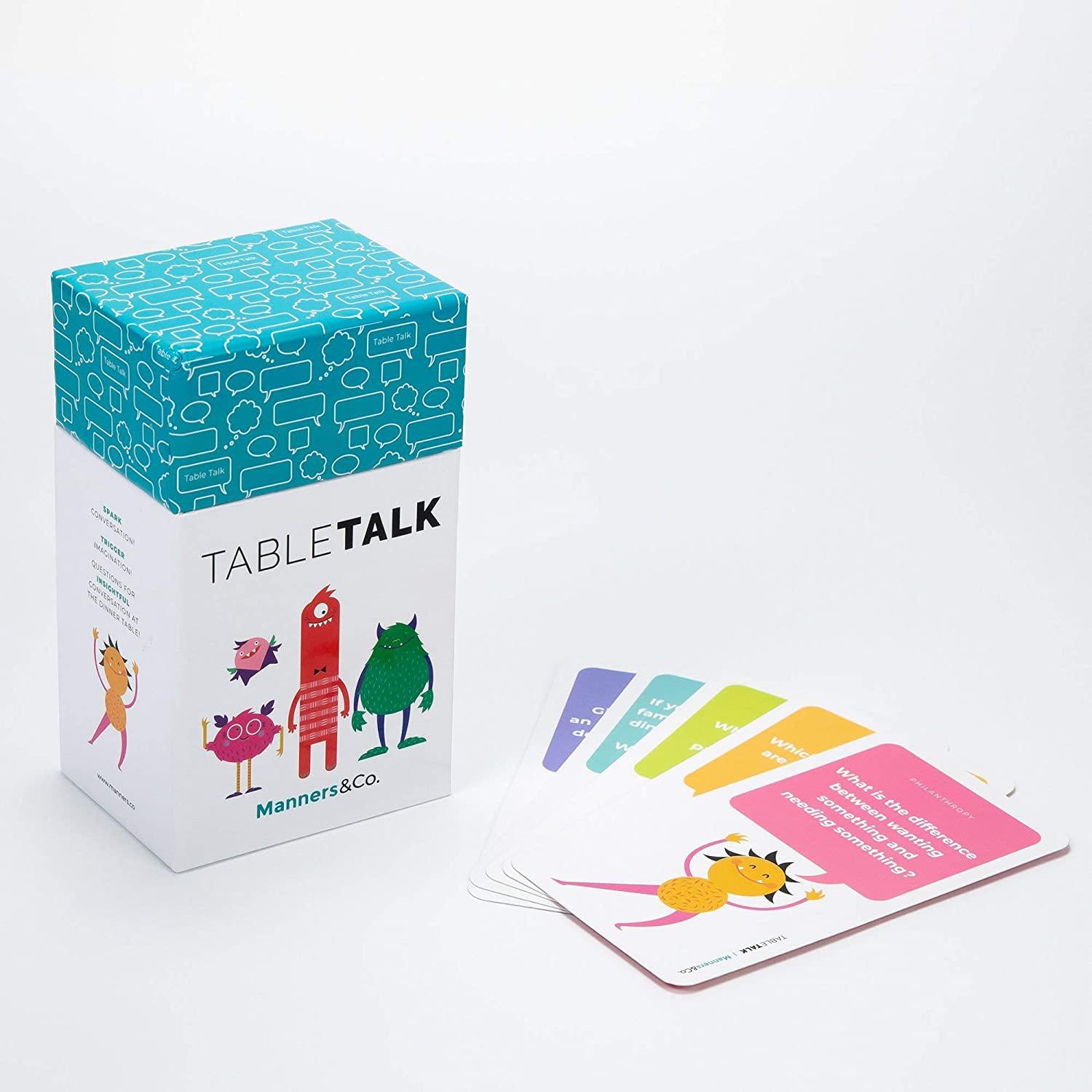 Manners&Co., Manners&Co. TableTalk Kids Learn Conversation Skills Cards, Social Manners, Etiquette, Self, Community, Family, Play, Fun, School, Questions for Confidence, Learn Together Flash Cards for Children