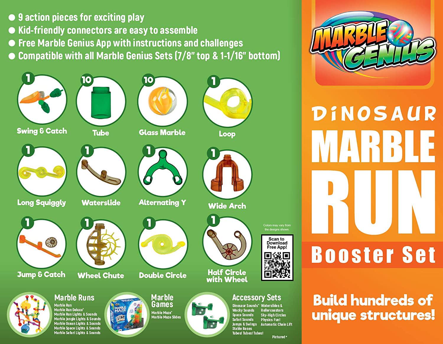Marble Genius, Marble Genius Dinosaur Booster Set (Add-On Set - 30 Marbulous Marble Run Toy Pieces)