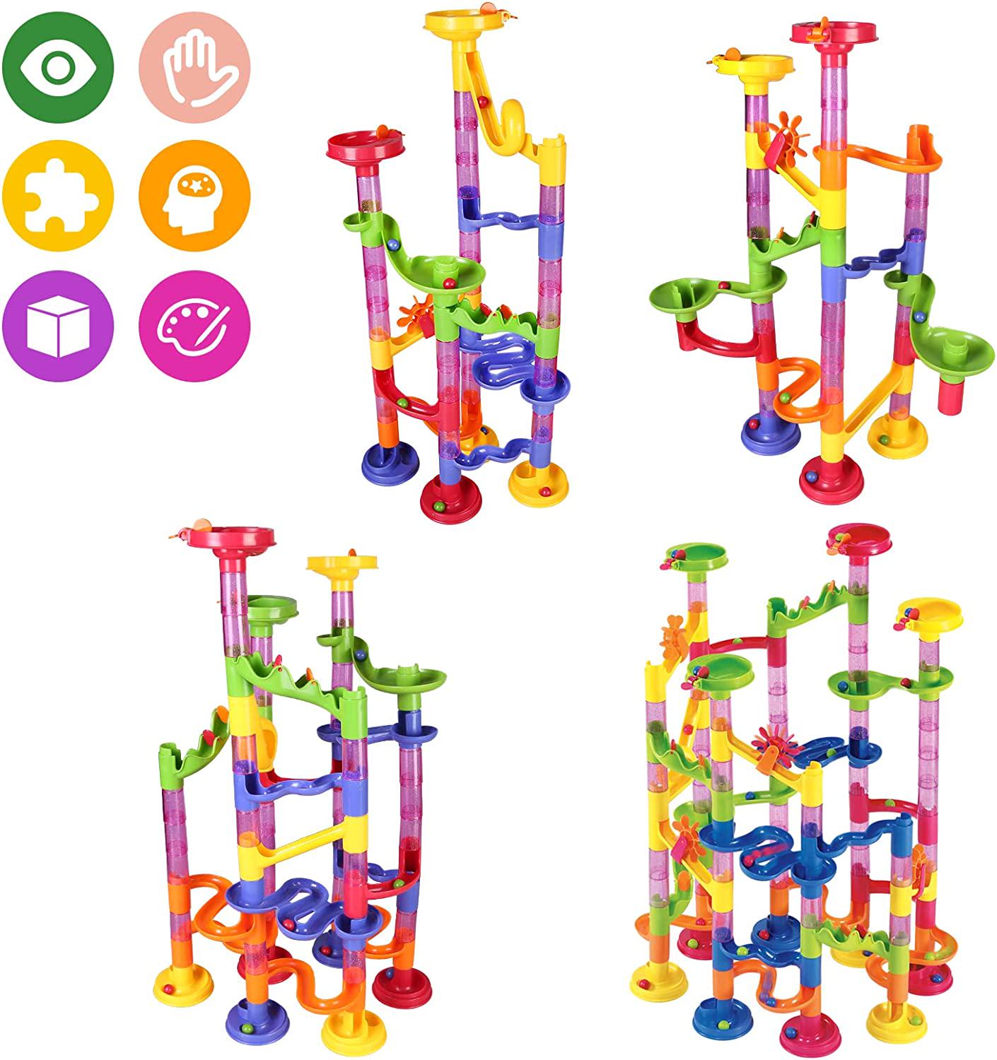 kramow, Marble Run Set 105 PCS Construction Building Blocks Toys Game for 4 5 6 7 Year Old Boys Girls Kids
