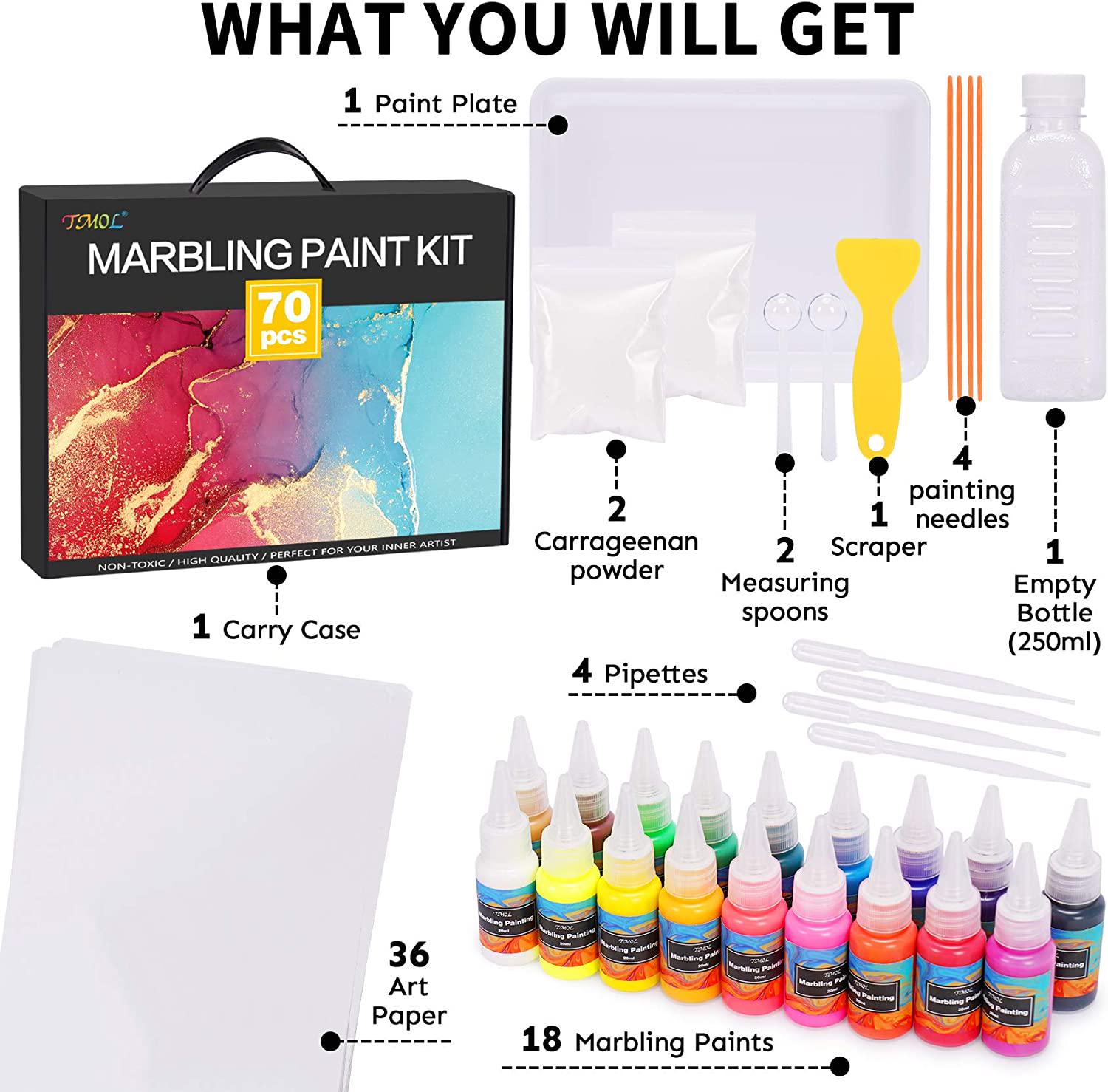 TMOL, Marbling Paint Art Kit, 18 Colors Water Marbling kit, Water Art Paint Set, Arts and Crafts for Girls and Boys Ages 6-12, Craft Kits Art Set for Activities