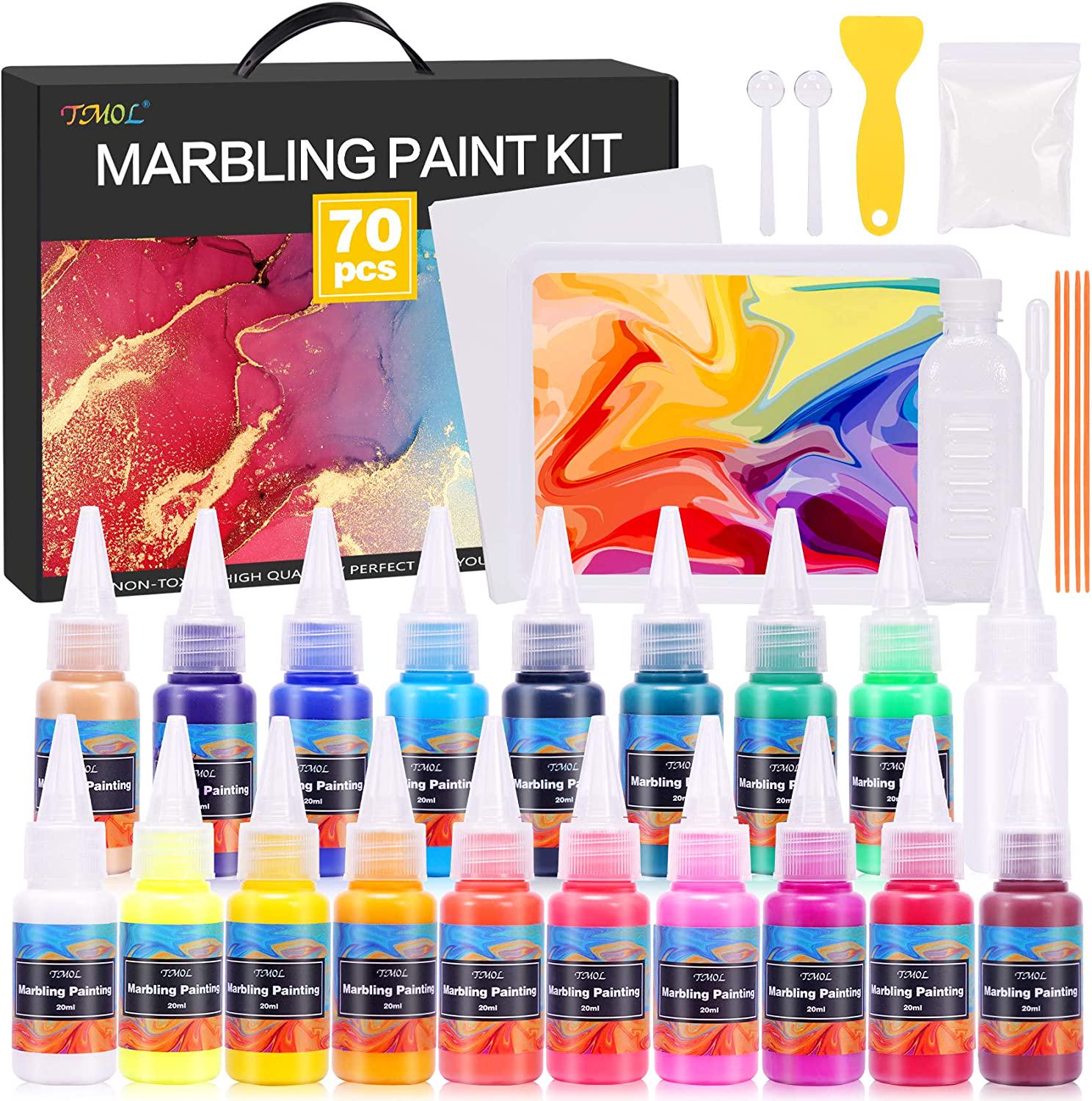 TMOL, Marbling Paint Art Kit, 18 Colors Water Marbling kit, Water Art Paint Set, Arts and Crafts for Girls and Boys Ages 6-12, Craft Kits Art Set for Activities