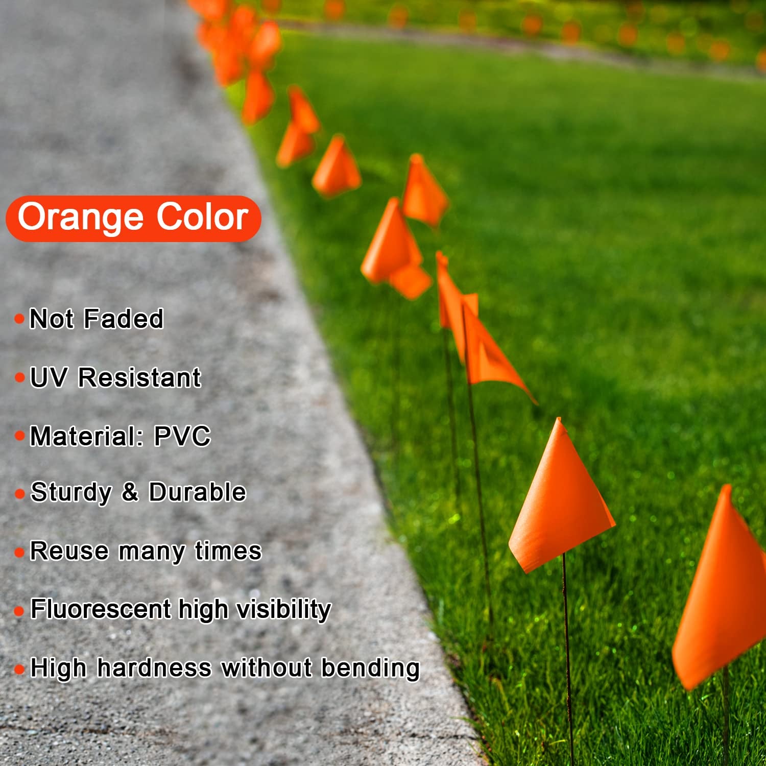 zozen, Marking Flags, Orange Marker Flags - 100 Pack | 15X4X5 Inch, Lawn Flags, Landscape Flgs, Marker Flags for Lawn, Survey Flags, Irrigation Flags, Match with for Distance Measuring Wheel.