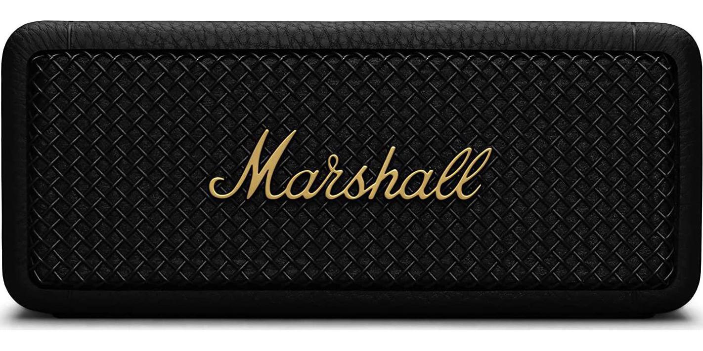 Marshall, Marshall Emberton II Portable Bluetooth Speakers, Wireless, Pairable, IP67 Rating Dust and Water Resistant, 30+ Hours Playtime, Quick Charge - Black and Brass
