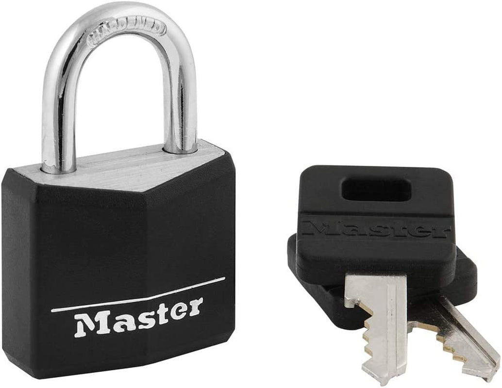 Master Lock, Master Lock 131DAU Aluminium Covered Solid Padlock, 30Mm Wide Body, Black and Silver