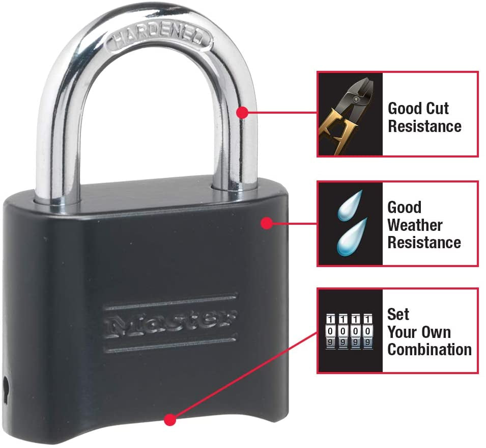 Master Lock, Master Lock 178D Set Your Own Combination Lock, Die-Cast, Standard, 1 Pack, Black