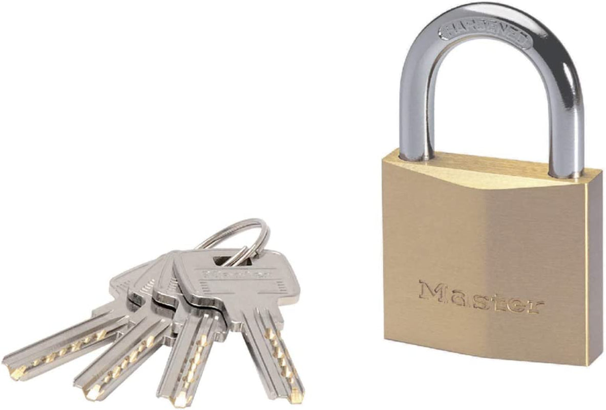 Master Lock, Master Lock 2940EURDLH Key Padlock with Extra Thick Solid Brass Body with Medium Shackle, Gold, 9,1 X 4 X 1,6 Cm