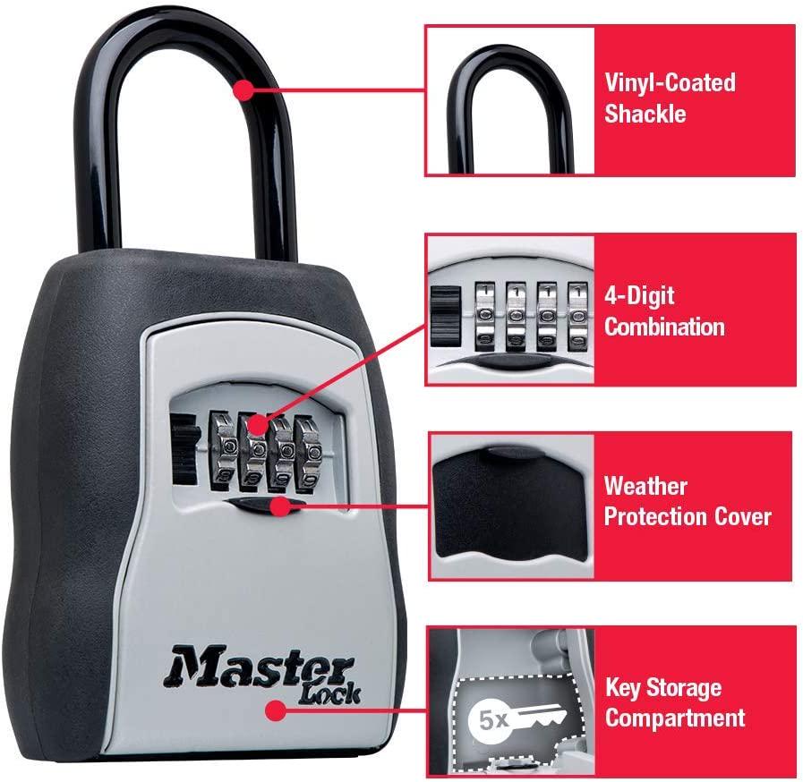 Master Lock, Master Lock 5400DAU Key Safe Portable Keyed Black and Silver 5 Key Capacity