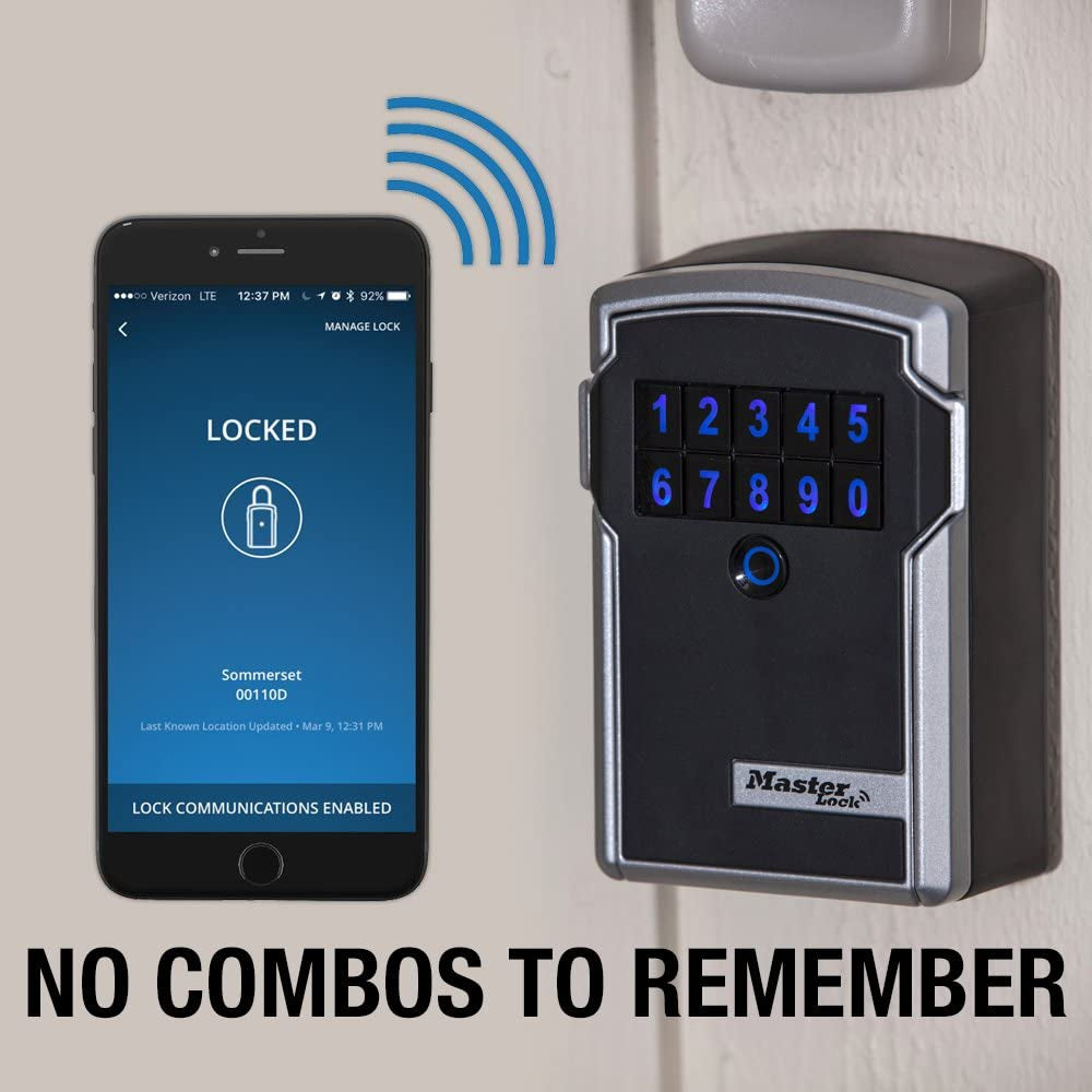 Master Lock, Master Lock 5441EC Smart Wall Mount Bluetooth Key Safe Black 3-1/4"
