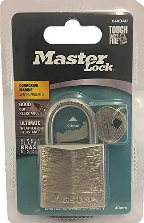 Master Lock, Master Lock 640DAU 40mm Wide Nickel Plated Solid Brass Padlock, Silver