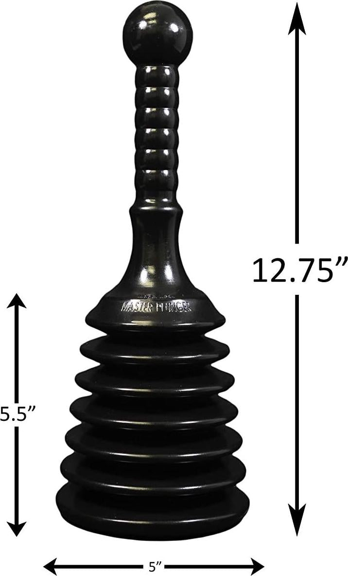 Master Plunger, Master Plunger MPS4 Sink and Drain Plunger for Kitchen Sinks, Bathroom Sinks, Showers, and Bathtubs. Small and Strong Design with Large Bellows Commercial and Residential Use, Black