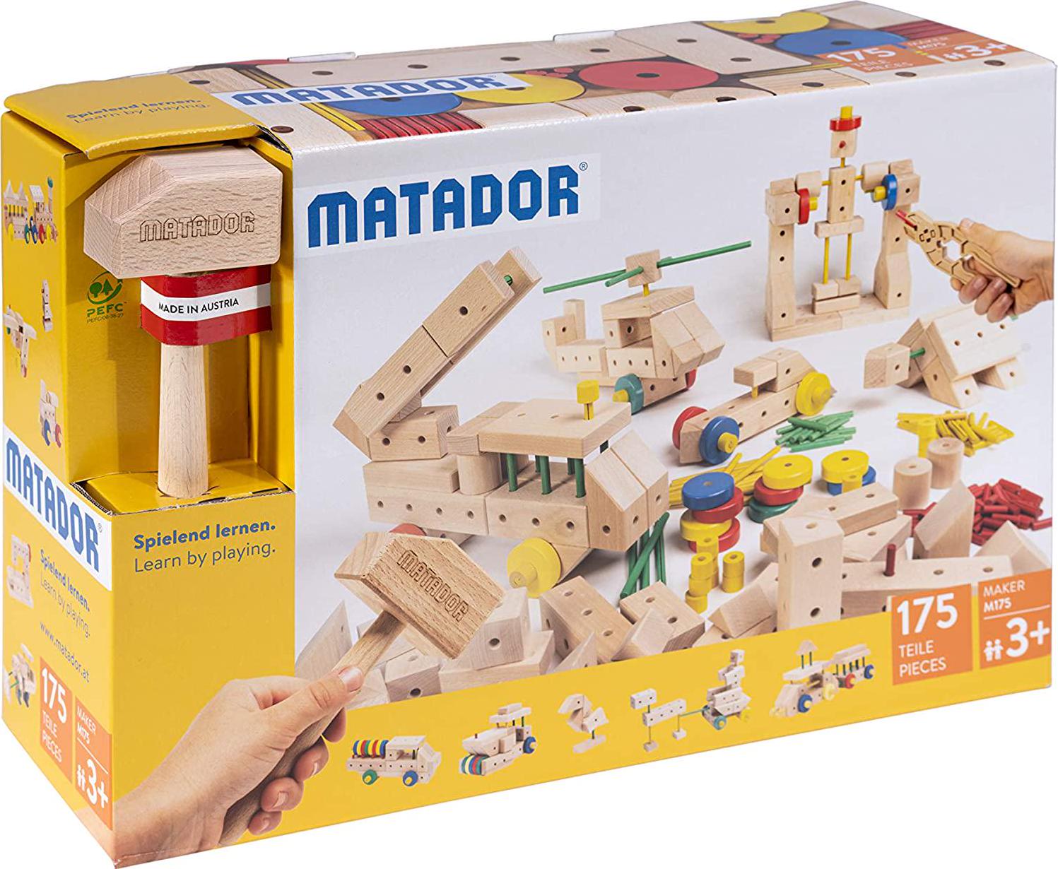 Matador, Matador Maker M175 - 175 pcs Wooden Construction Set for 3+ Age (Made in Austria)