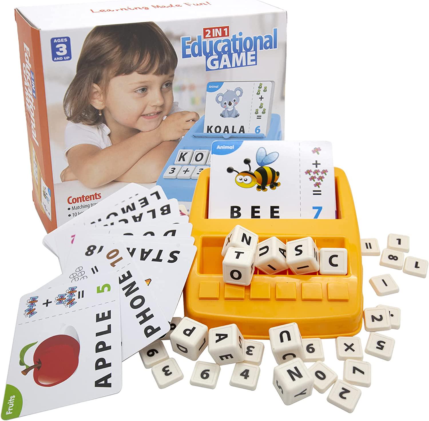 Acoavo, Matching Letter Game and Matching Math Game for Kids Spelling Toys - Educational Learning Toy for Boys Girls Birthday Gifts