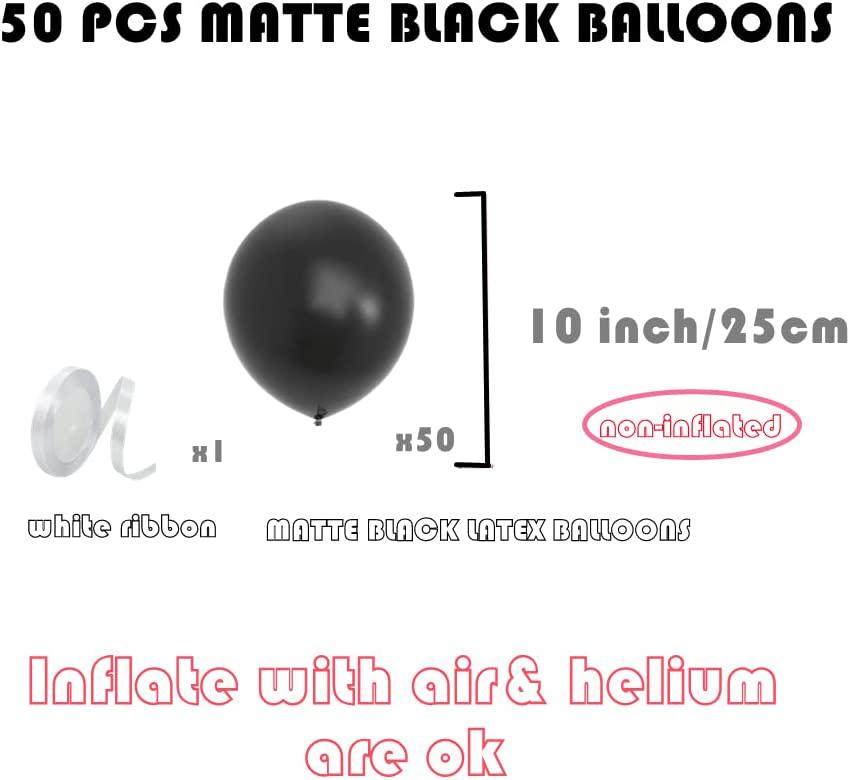 Topballoonee, Matte Black Balloon Party Decoration,Round Thick Latex Balloon in 10 Inch 50 Pack for Eid Mubarak Baloon ,Wedding, Party,Men Boys Birthday Party Decor, Anniversary,Engagement(Topballoonee)