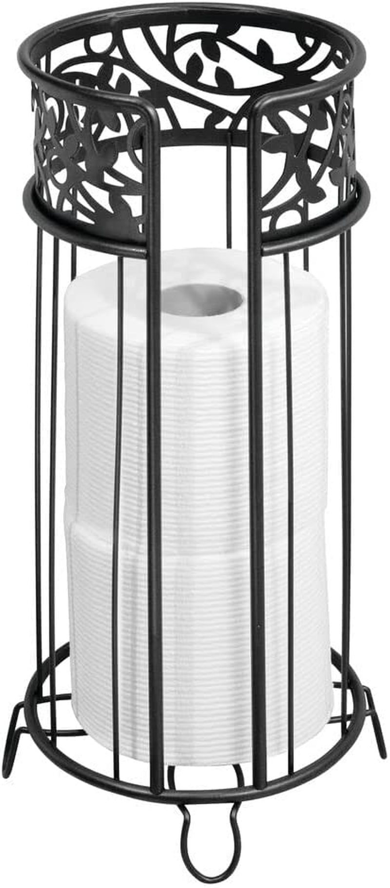 mDesign, (Matte Black) - Mdesign Free Standing Toilet Paper Holder for Bathroom Storage - Matte Black