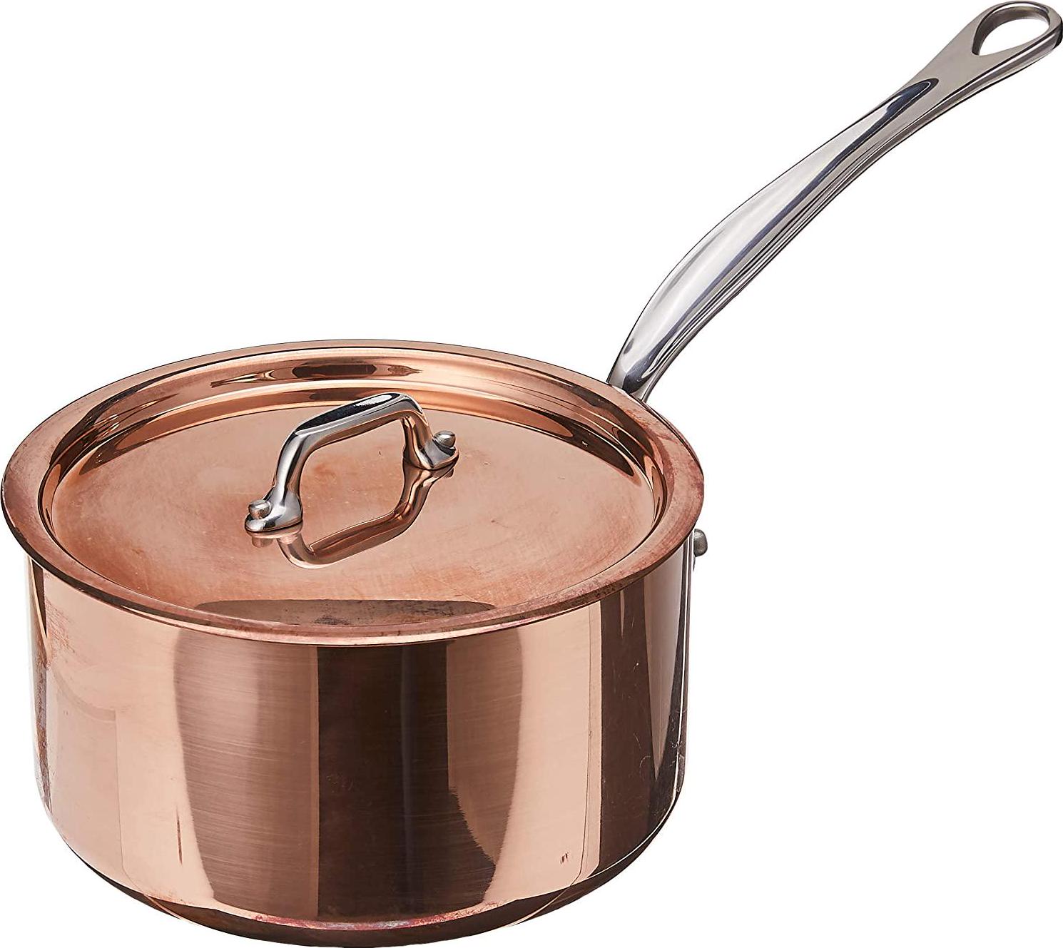 Mauviel, Mauviel Made in France M'Heritage M150S 6110.17 Copper 1.9-Quart Saucepan with Lid, Cast Stainless Steel Handles.