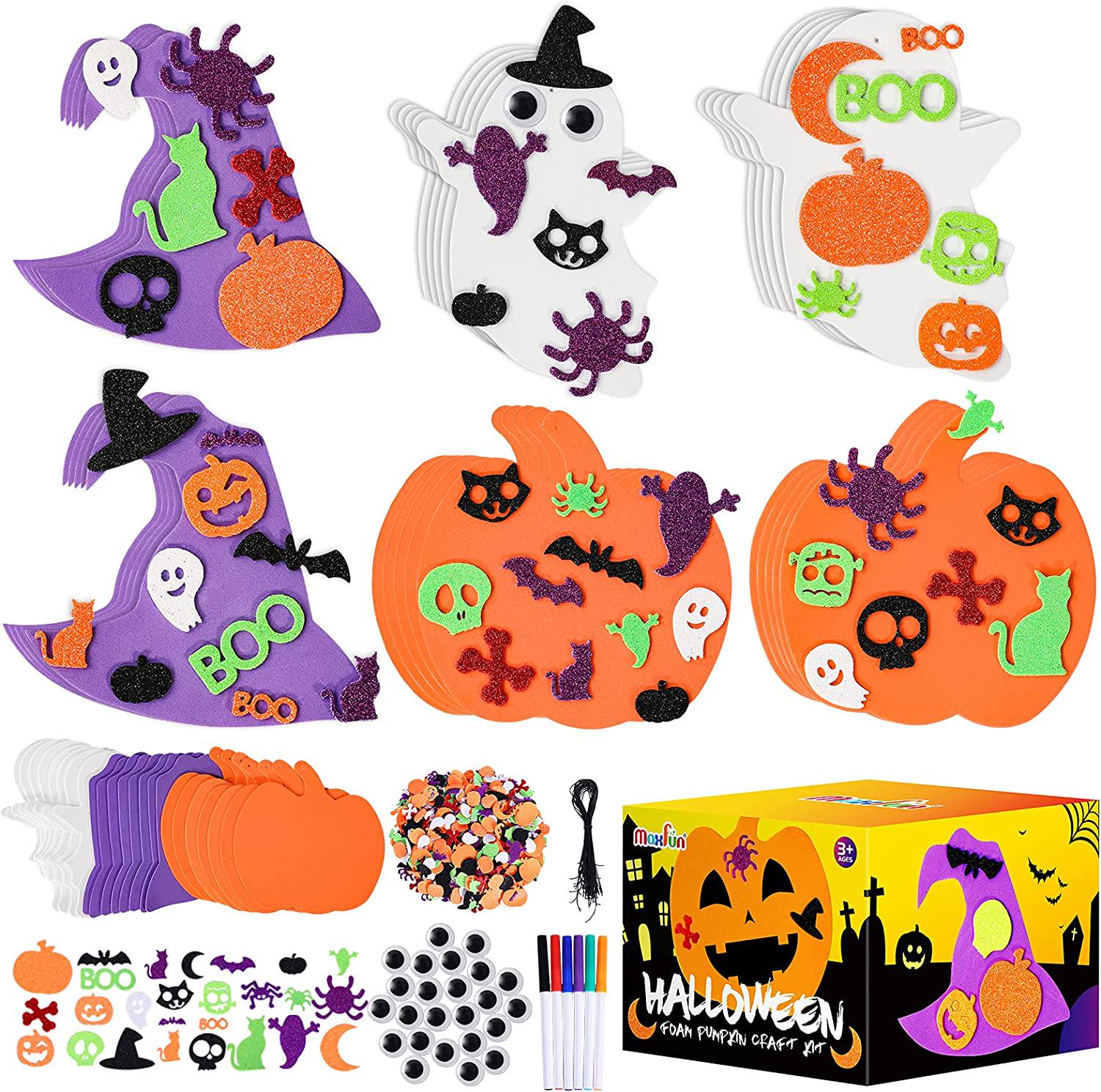 Max Fun, Max Fun 302PCS Halloween Foam Stickers Set, Pumpkin Ghost Witch Hat Halloween Decorations for Kids Crafts Party Favors Supplies Halloween Craft Kits for Kids